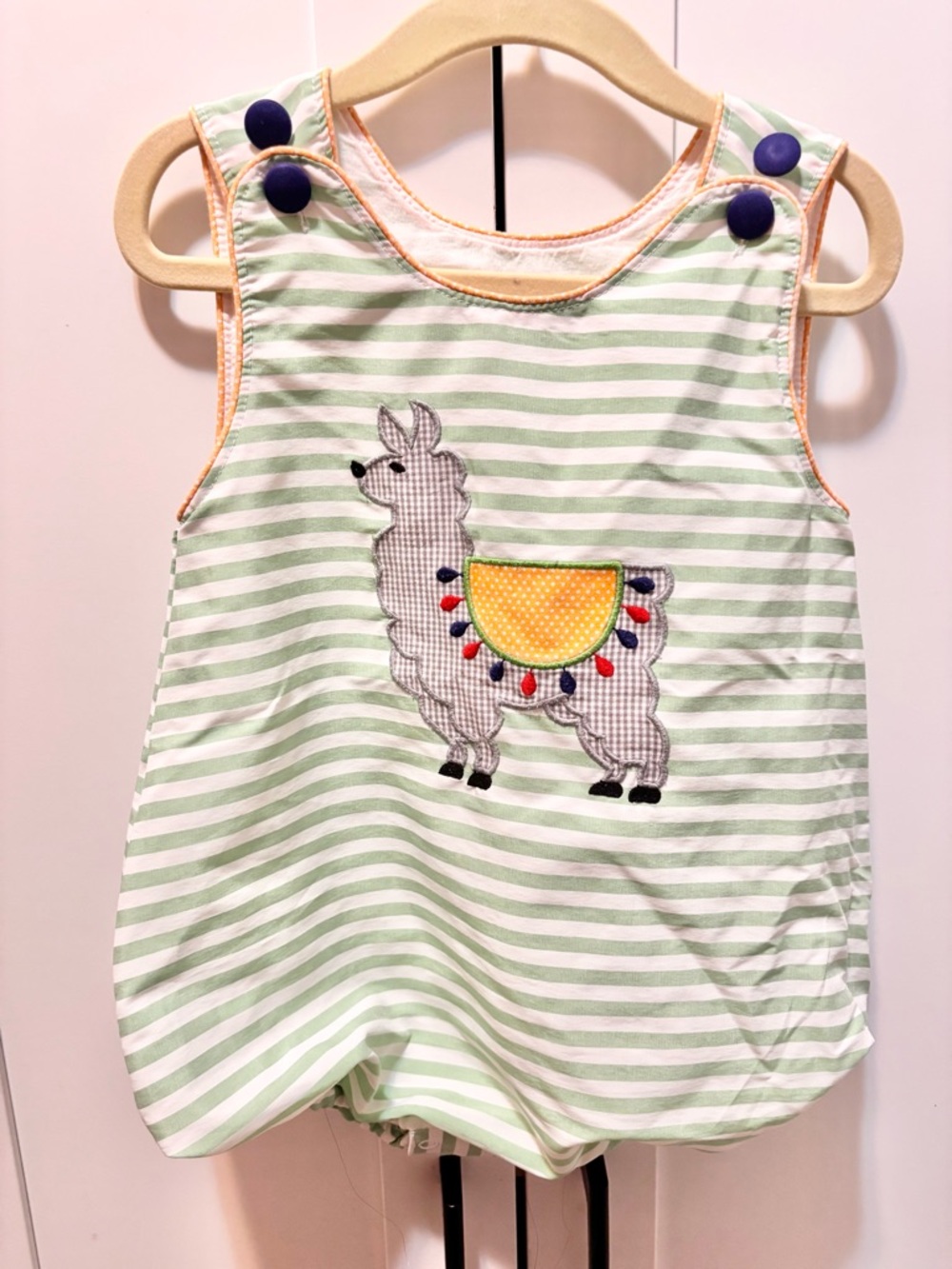 Green and White Striped llama bubble